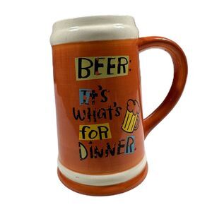 Hallmark Shoebox Beer It's What's For Dinner Orange & White Large Stein Cup Mug